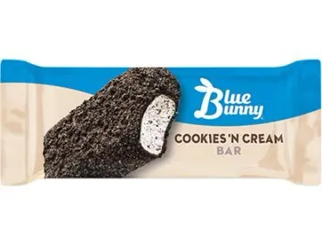 Blue Bunny Cookies 'n Cream bar rolled in cookie crumb
