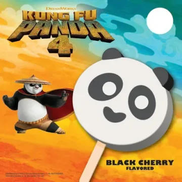 Blue Bunny Kung Fu Panda black cherry bar shaped like a panda face