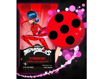 Blue Bunny Miraculous Ladybug strawberry bar shaped like a ladybug