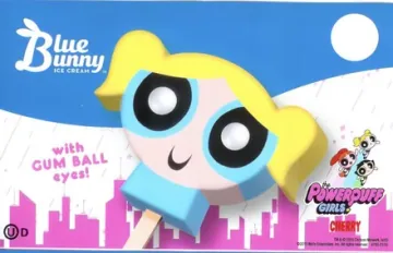 Blue Bunny Powerpuff Girls Bubbles bar with gum ball eyes