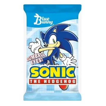Blue Bunny Sonic the Hedgehog bar with bubble gum eyes