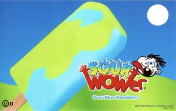 Blue Bunny Sour Wower blue raspberry bar in blue and green