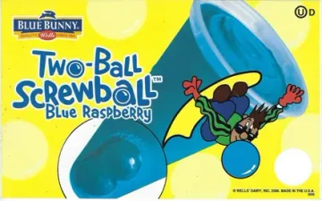 Blue Bunny Two-Ball Screwball blue raspberry ice cup with gum balls