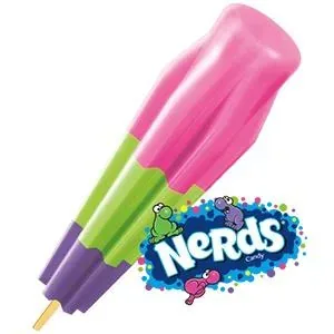 Nerds Bomb Pop in pink, green and purple layers