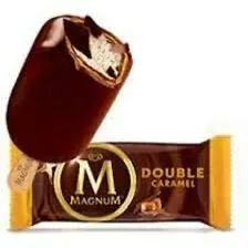 Magnum Double Caramel bar with a thick chocolate shell
