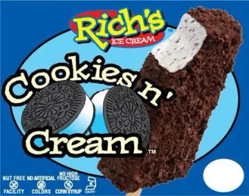 Rich's Cookies n' Cream bar rolled in cookie pieces