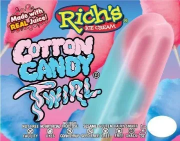 Rich's Cotton Candy Twirl bar in pink and blue swirl