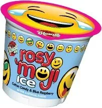 Rosati Rosy 'Moji cotton candy and blue raspberry ice cup with emoji artwork